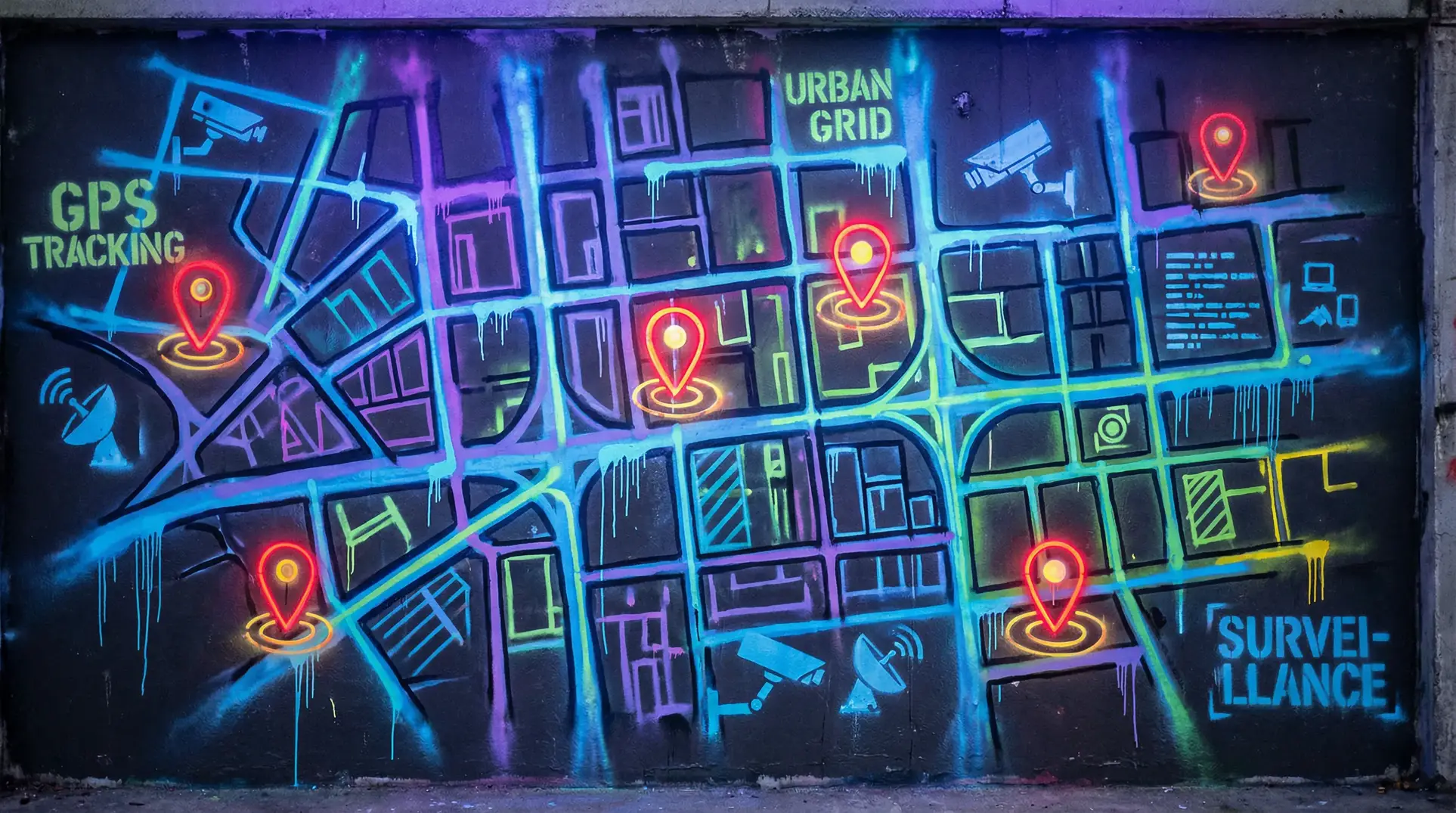 二十四小时免费看高清 狗仔追踪地图 - 城市涂鸦风格